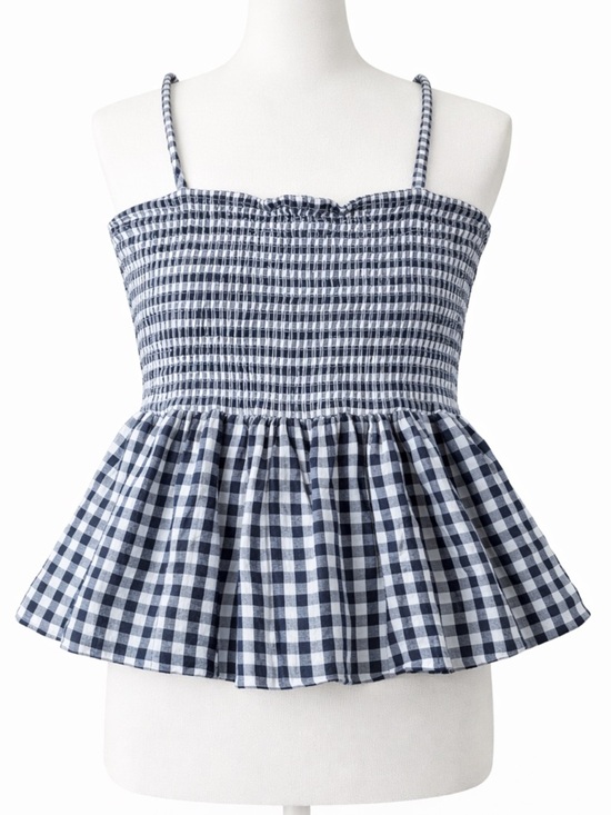 American Eagle Outfitters Tops - American Eagle Blue and White Gingham Peplum Top size medium